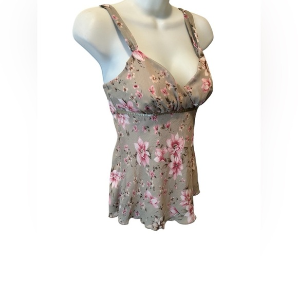 Y2K Floral Babydoll Chiffon Top Sz S Empire Waist Ties At Back Whimsy Fairy - Picture 2 of 7